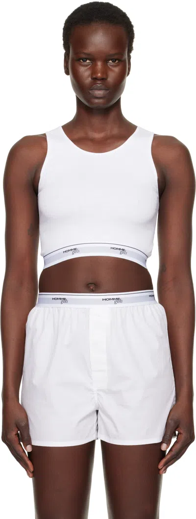 Hommegirls White Logo Cropped Tank Top