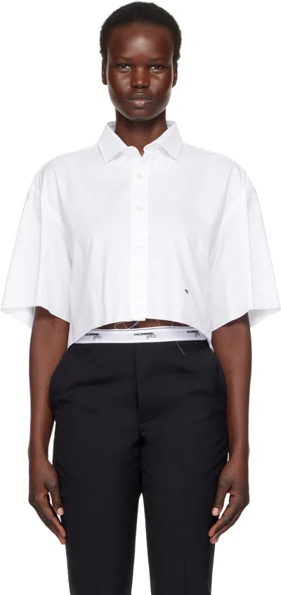 Hommegirls White Oversized Cropped Shirt
