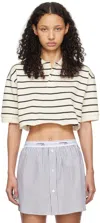 Hommegirls White Stripe Polo In Black/white