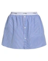 Hommegirls Woman Mini Skirt Slate Blue Size L Cotton In Blue