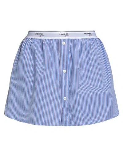 Hommegirls Woman Mini Skirt Slate Blue Size L Cotton
