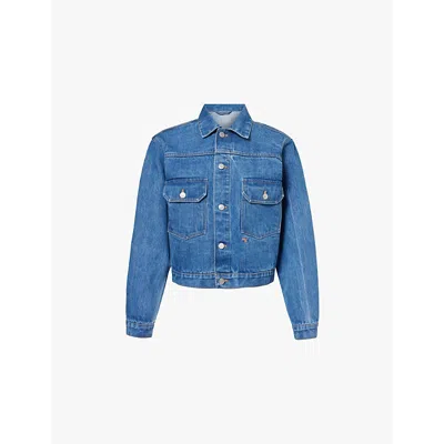 Hommegirls Logo-embroidered Denim Jacket In Blue