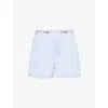 Hommegirls Cotton Pajama Boy Shorts With Logo Band In Chambray Blue