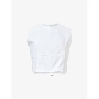 Hommegirls Womens White Crop Sleeveless Cotton Top