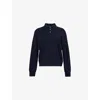 Hommegirls Womens Navy Embroidered-logo Long-sleeve Wool Knitted Polo Shirt In Navy
