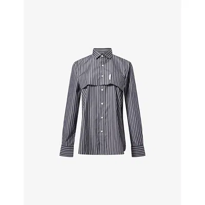 Hommegirls Womens Black Stripe Layered Striped Cotton-poplin Shirt In Multi