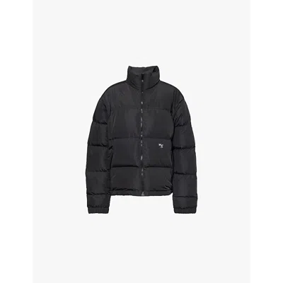 Hommegirls Black Embroidered-logo Down Jacket
