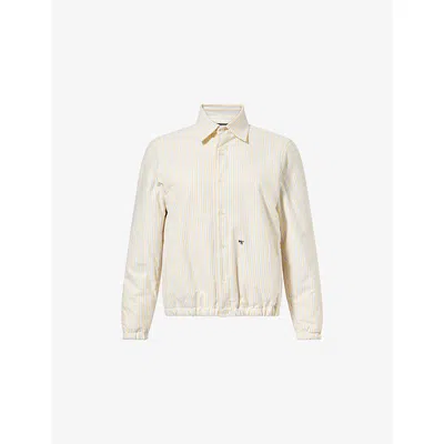 Hommegirls Womens Yellow Stripe Striped Padded Cotton-poplin Jacket