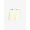 Hommegirls Womens Branded-waistband Pleated Mid-rise Cotton-poplin Shorts Yellow Stripe In Yellow Stripe