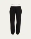 Hommegirls X Fruit Of The Loom Peekaboo Boxer Straight-leg Ankle Sweatpants In Black