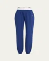 Hommegirls X Fruit Of The Loom Peekaboo Boxer Straight-leg Ankle Sweatpants In Blue