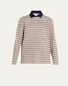 Hommegirls X Fruit Of The Loom Striped Long-sleeve Polo Shirt In Purple