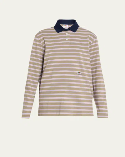 HOMMEGIRLS X FRUIT OF THE LOOM STRIPED LONG-SLEEVE POLO SHIRT