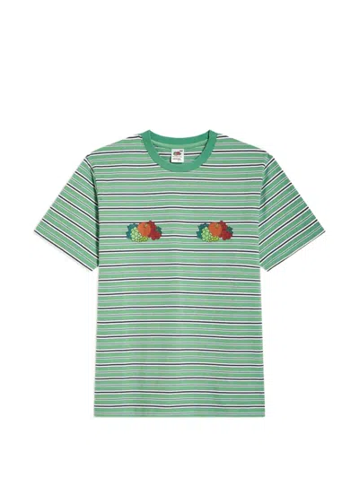 Hommegirls X Fruit Of The Loom Striped T-shirt In Green