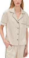 Hommey Short Sleeve Shirt Matcha Stripe In Neutral