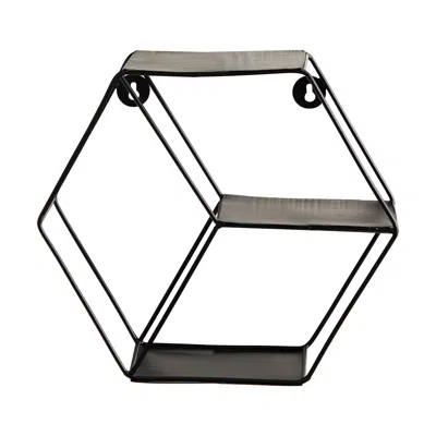 Homplanti 10" Black Matte Hexagon Wall Shelf