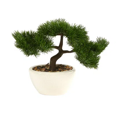 Homplanti 10" Cedar Bonsai Artificial Tree In Decorative Planter