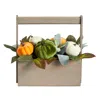 Homplanti 10" Fall Pumpkin Autumn Arrangement In Wood Basket