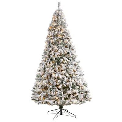 Homplanti 10' Flocked White River Mountain Artificial Christmas Tree