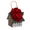 Homplanti 10" Hydrangea Arrangement In Hanging Design House Planter