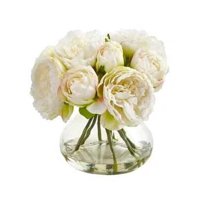 Homplanti 10" Peony Artificial Arrangement In Vase