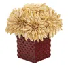 Homplanti 11" Dahlia Artificial Arrangement In Red Ceramic Cube