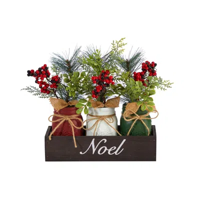 Homplanti 12" 3 Piece Mason Jar "noel" Christmas Arrangement