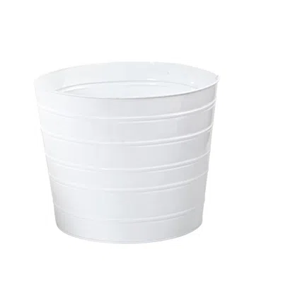 Homplanti 12" Farmhouse White Metal Ribbed Planter