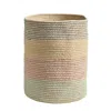 Homplanti 12" Handmade Natural Cotton Multicolored Woven Basket