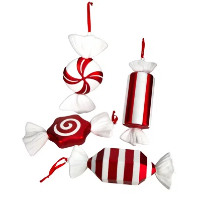 Homplanti 12" Jumbo Asst Candy‚ Xmas Shatterproof Ornament Set Of 4 In Pink