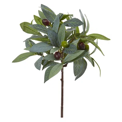 Homplanti 12" Olive Branch Artificial Plant With Berries (set Of 12)