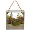 Homplanti 12.5" Echeveria Succulent & Eucalyptus In Hanging Frame