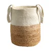 Homplanti 12.5" Handmade Natural Jute And Cotton Basket