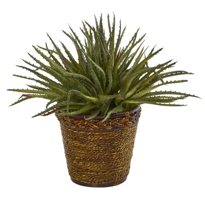Homplanti 13" Aloe Artificial Plant In Basket