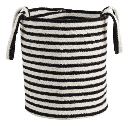 Homplanti 13" Boho Chic Basket Handwoven Black And White Stripe
