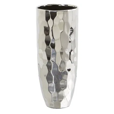 Homplanti 13" Designer Silver Cylinder Vase