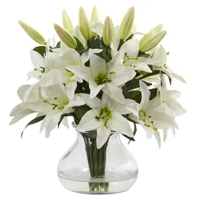 Homplanti 13.5" Lily Arrangement With Vase