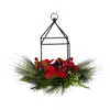 Homplanti 14" Christmas Poinsettia And Berry Metal Candle Holder