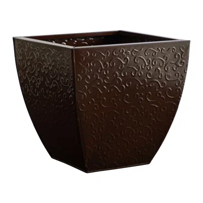 Homplanti 14" Embossed Metal Scroll Planter
