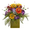 Homplanti 14" Mixed Floral Artificial Arrangement In Green Vase