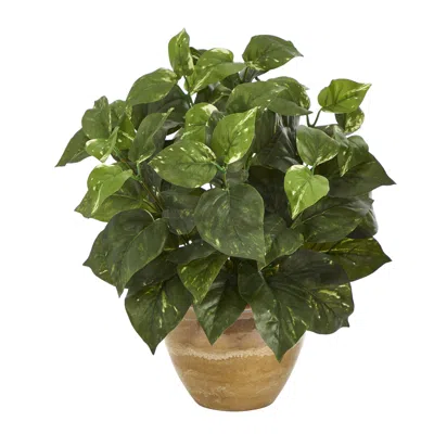 Homplanti 14" Pothos Artificial Plant In Ceramic Planter
