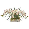 Homplanti 15" Cymbidium Artificial Arrangement In White Vase