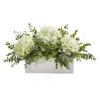 Homplanti 15" Hydrangea And Eucalyptus Arrangement In White Vase