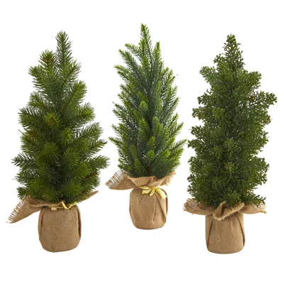 Homplanti 15" Mini Cypress And Pine Artificial Tree (set Of 3)