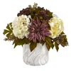 Homplanti 15" Peony Hydrangea And Dahlia Arrangement In Finished Vase