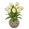 Homplanti 15" Tulip Artificial Arrangement In Decorative Vase