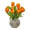 Homplanti 15" Tulip Artificial Arrangement In Decorative Vase