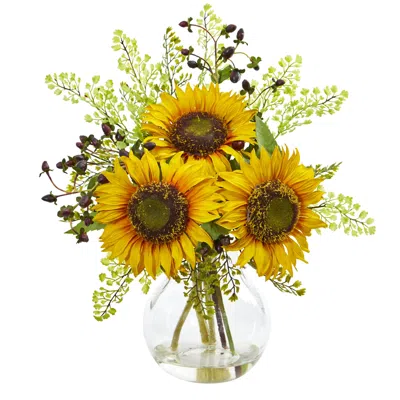 Homplanti 16" Sunflower Artificial Arrangement In Vase