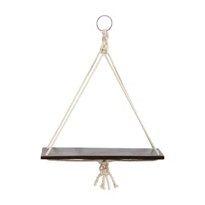 Homplanti 16" X 18" Macrame Hanger With Wood Shelf