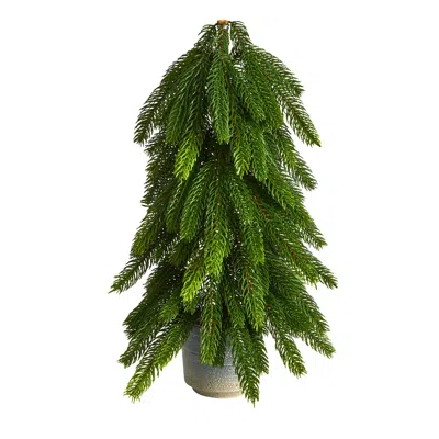 Homplanti 17" Christmas Pine Artificial Tree In Decorative Planter